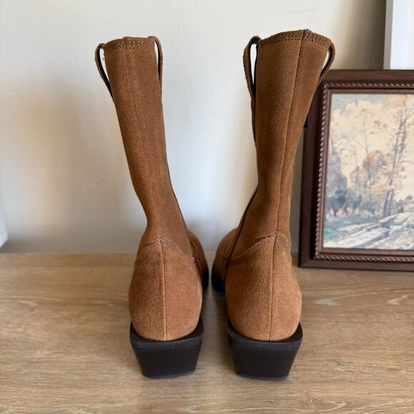 New! Bianco Camel Mona Suede Leather Cowboy Boots 38 - Picture 5 of 8